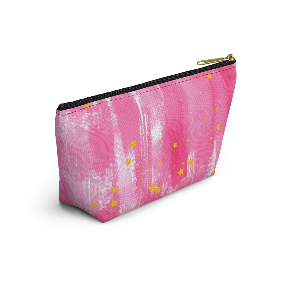 You are the Best Teacher Cosmetic Pouch w T-bottom, Accessory Pouch, Pink with Gold Stars