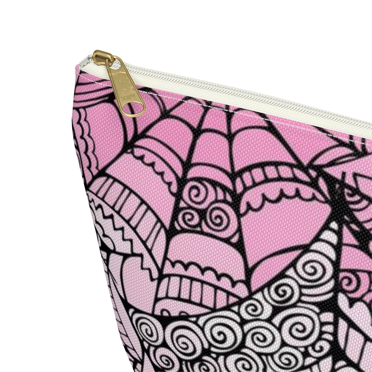 Curly Spiderweb Cosmetic Pouch w T-bottom, Accessory Pouch - Pink Bubblegum Goth Spider Web