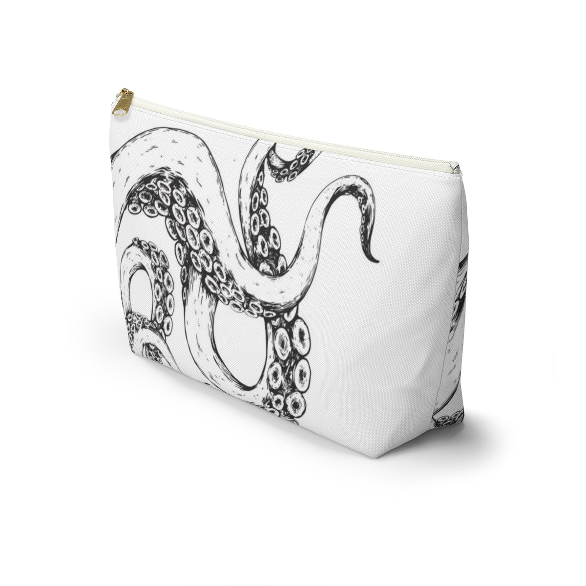 Octopus Tentacle Pouch w T-bottom, Accessory Pouch - Nautical White