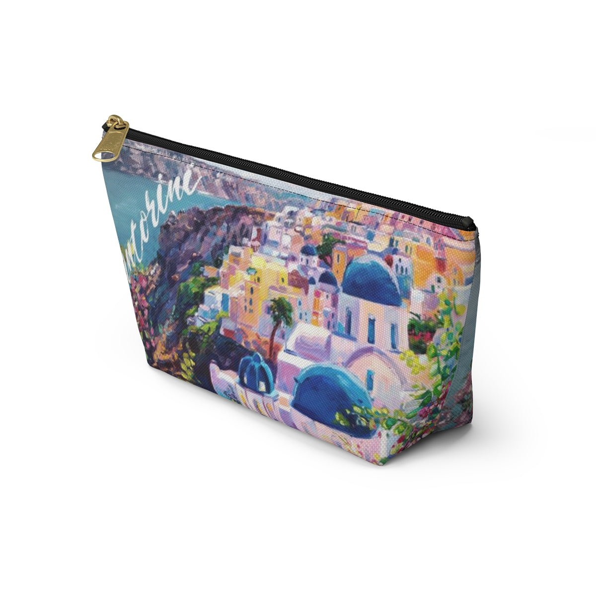 Santorini Pouch w T-bottom, Accessory Pouch - Santorini Greece