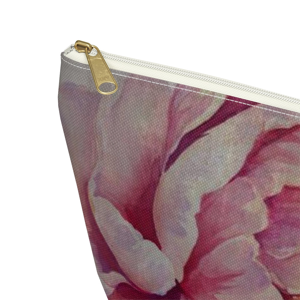 Rose Cosmetic Pouch w T-bottom, Accessory Pouch, Dusky Pink