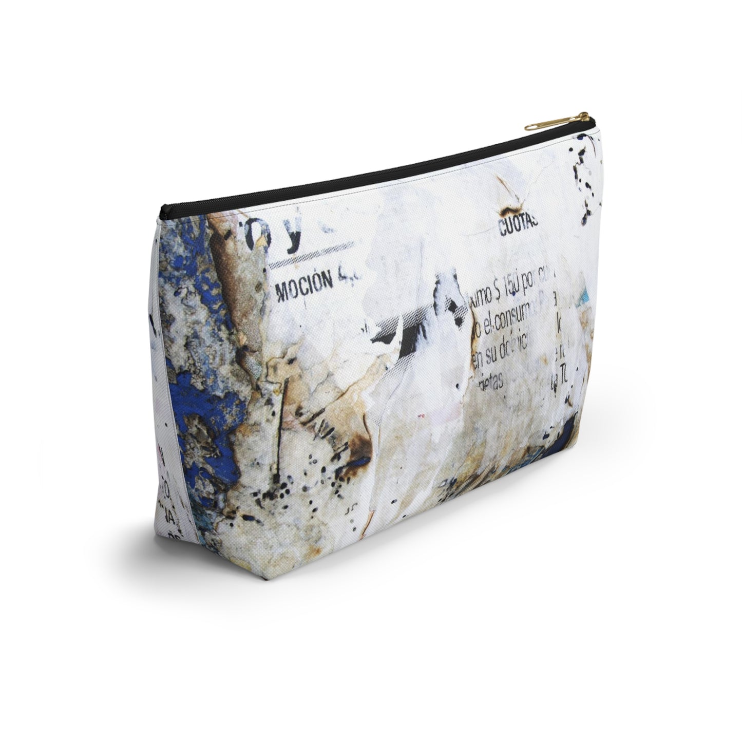 Urban Street Art Cosmetic Pouch w T-bottom, Accessory Pouch - Torn Poster Street Art Makeup Bag - Azule Bag 13