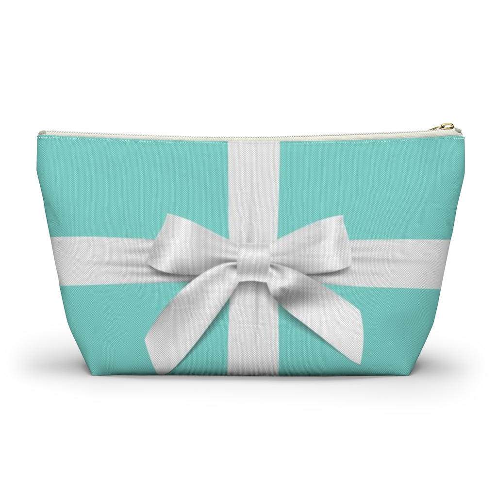 Little Blue Box Cosmetic Pouch w T-bottom, Accessory Pouch