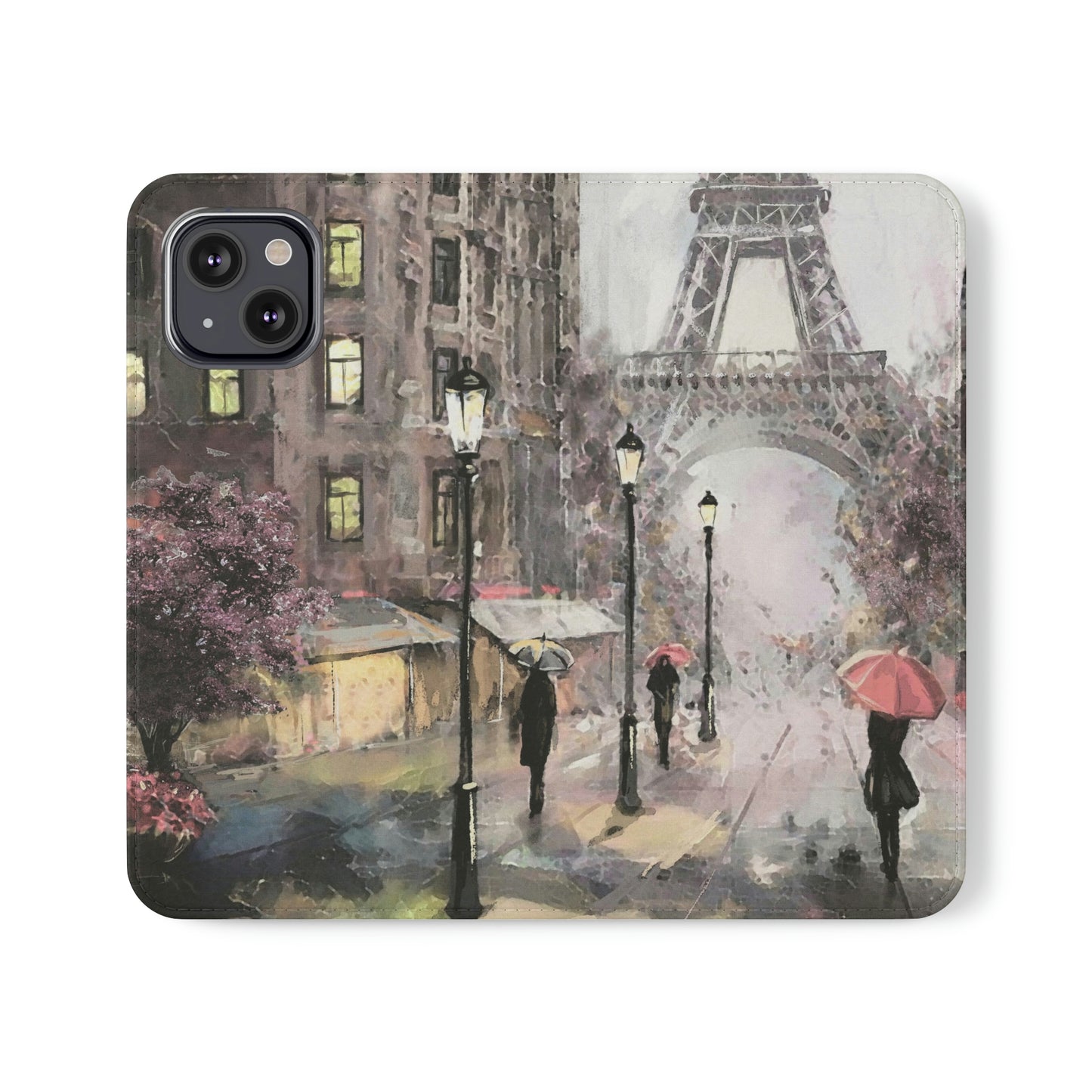 Personalized Eiffel Tower Paris Painting Phone Case, Folio Phone Case, Paris France Smart Phone Folding Case