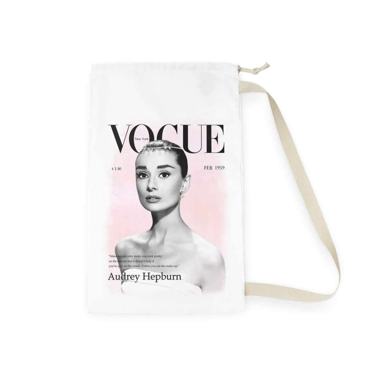 VOGUE Audrey Hepburn Sack, Laundry Sack, Santa Sack, Dust Bag, Gift Sack - Pink