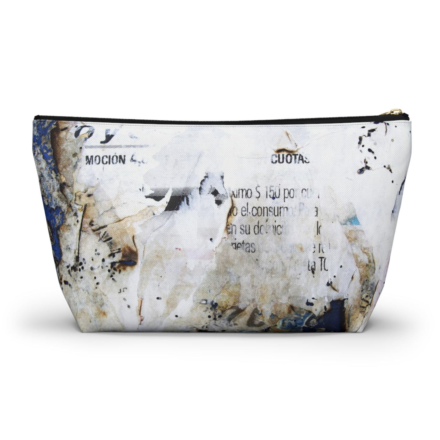 Urban Street Art Cosmetic Pouch w T-bottom, Accessory Pouch - Torn Poster Street Art Makeup Bag - Azule Bag 13