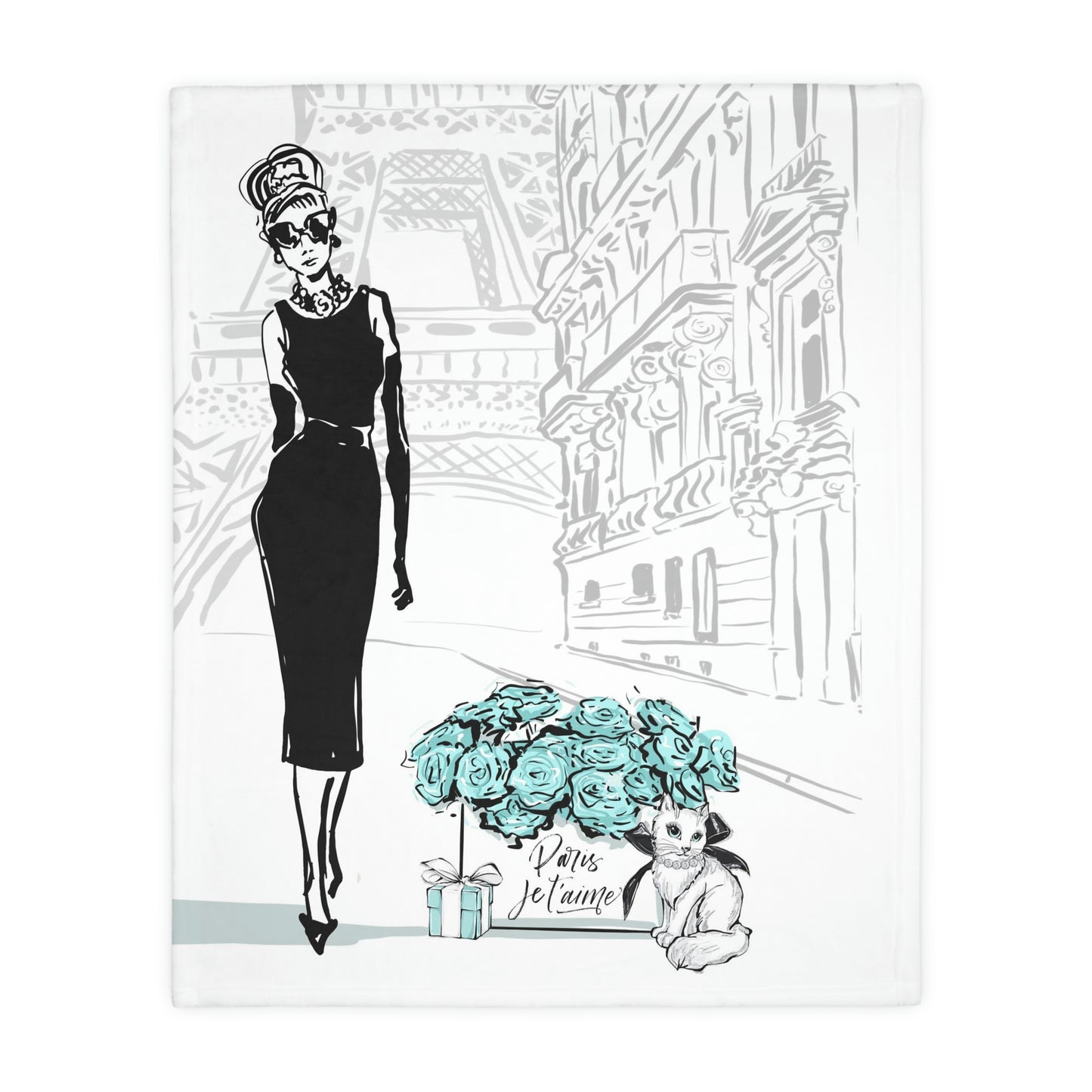 Audrey Hepburn in Paris Blanket - Velveteen Minky Throw - Breakfast at Tiffany Throw Blanket