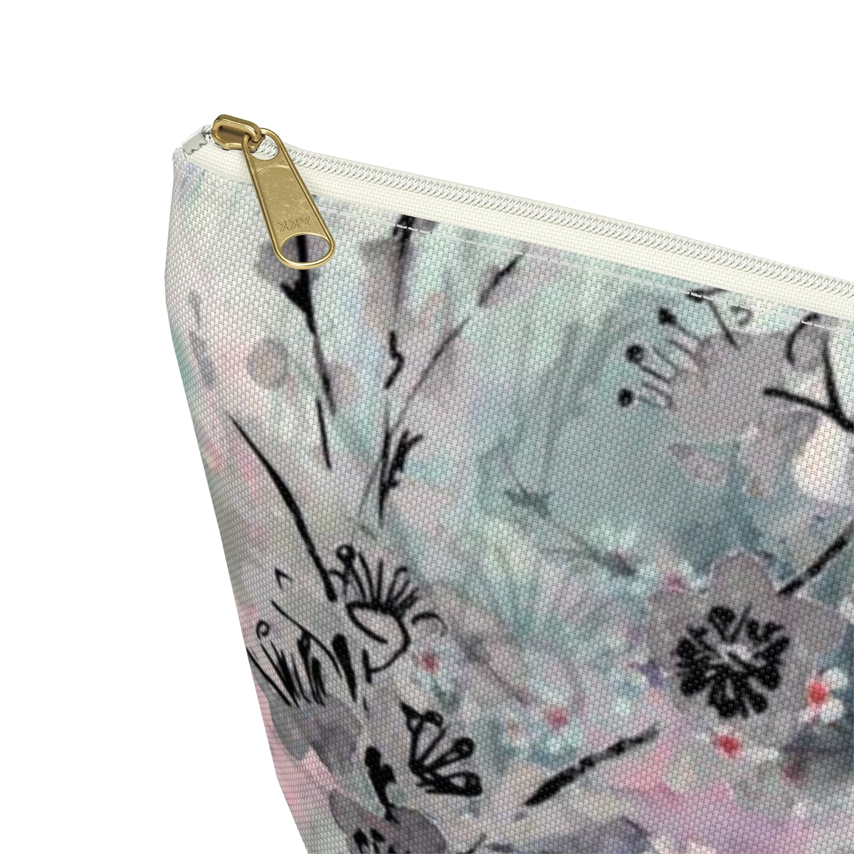 Sakura Cosmetic Pouch w T-bottom, Accessory Pouch - Watercolor Cherry Blossom