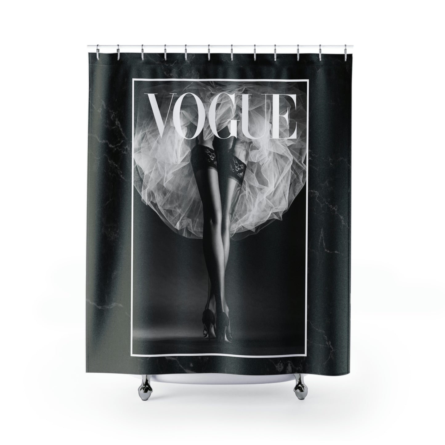 VOGUE Tutu Shower Curtain - Fashion Magazine Shower Curtain - Beauty and Fashion Bathroom Curtain