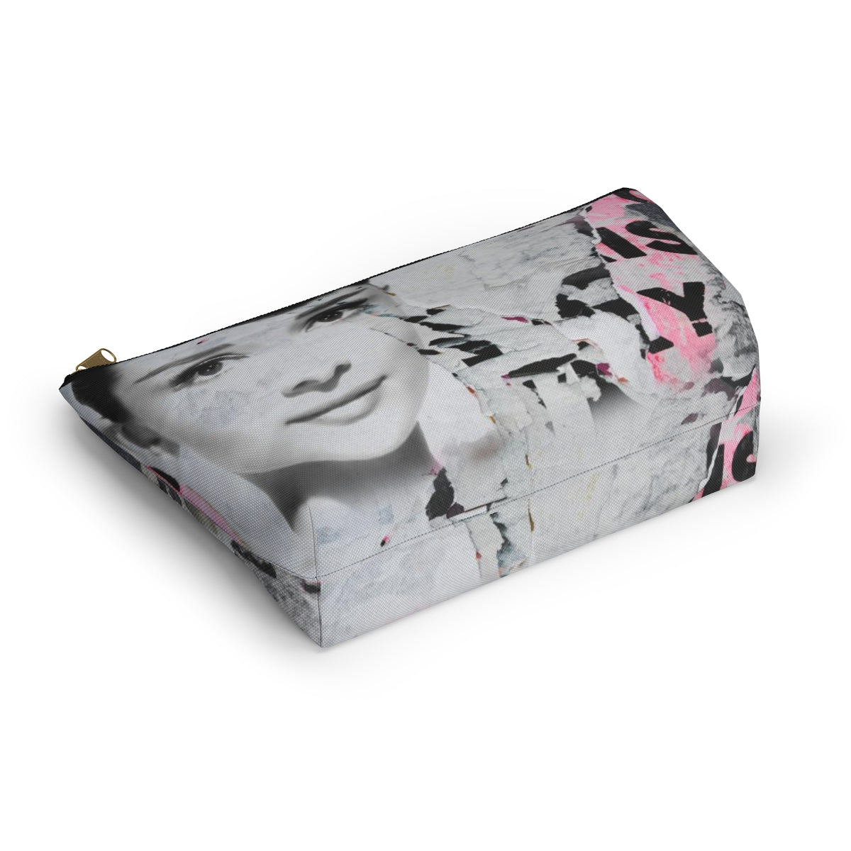 Audrey Hepburn Cosmetic Pouch w T-bottom, Accessory Pouch, Distressed Poster