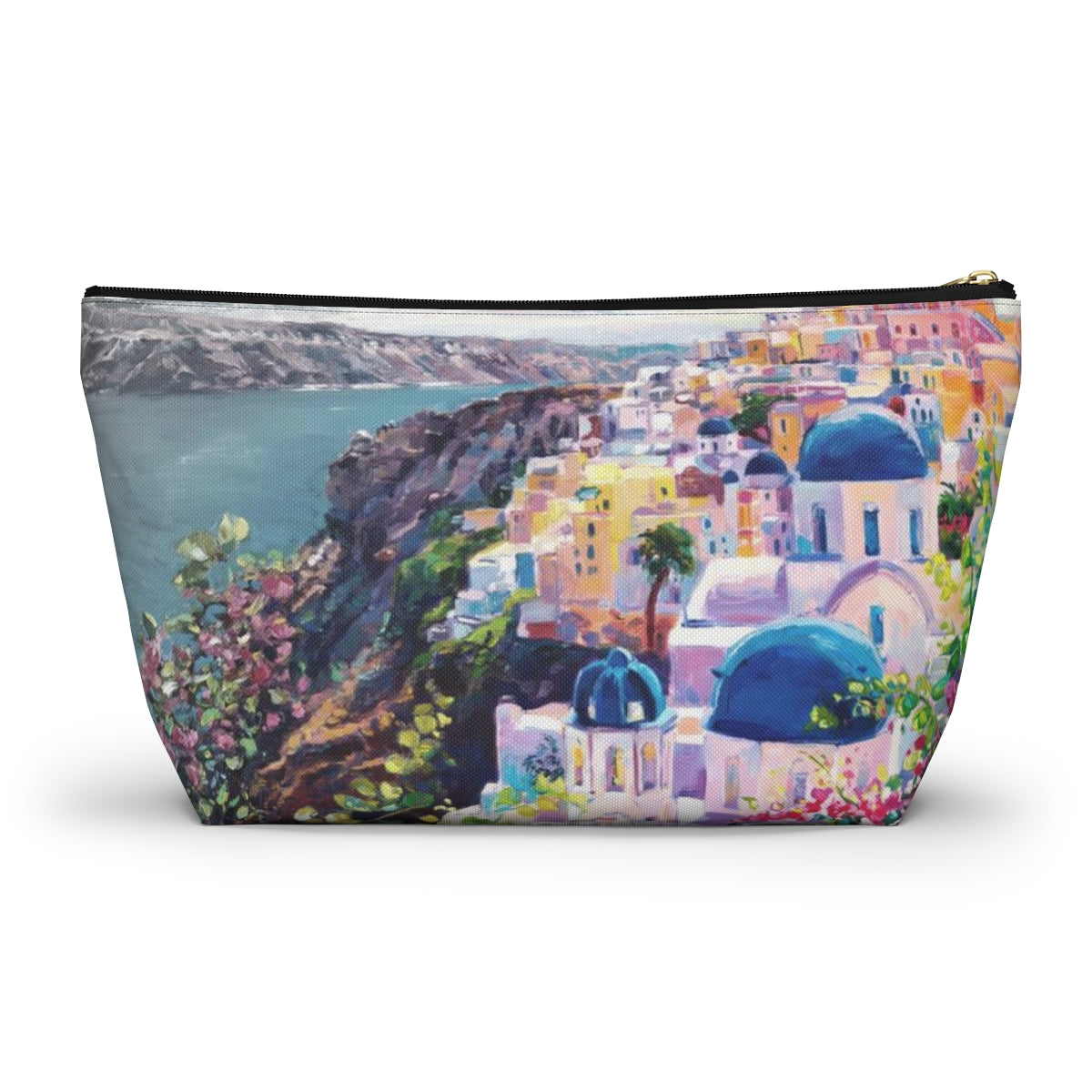 Santorini Pouch w T-bottom, Accessory Pouch - Santorini Greece