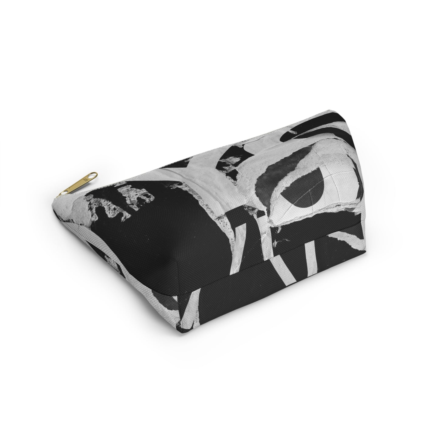 Urban Street Art Cosmetic Pouch w T-bottom, Accessory Pouch - Torn Poster Street Art Makeup Bag - Black and White YO Bag 15