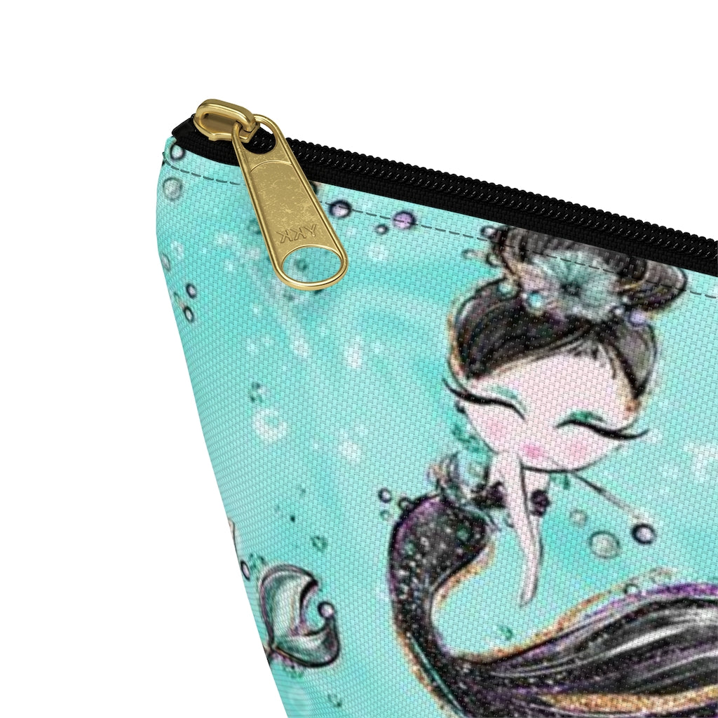 Audrey Hepburn Cosmetic Pouch w T-bottom, Accessory Pouch, Mermaid Mercat