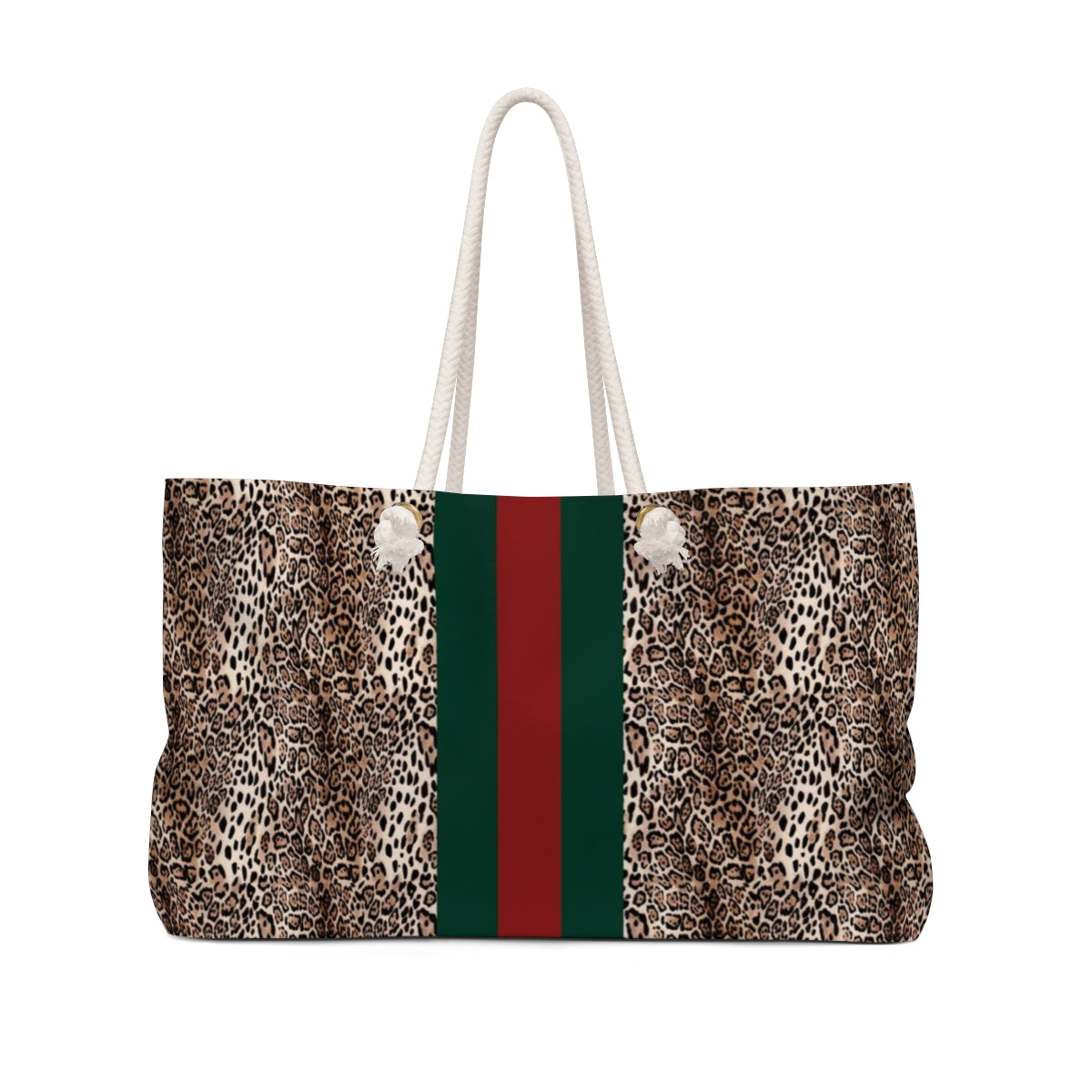 Leopard Green and Red Stripe Fashion Inspired Weekender Bag