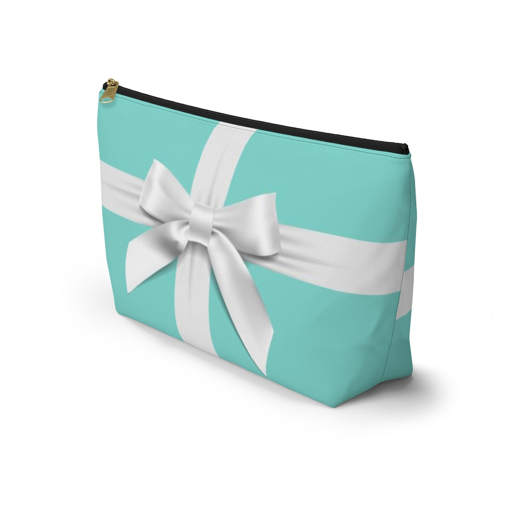 Little Blue Box Cosmetic Pouch w T-bottom, Accessory Pouch