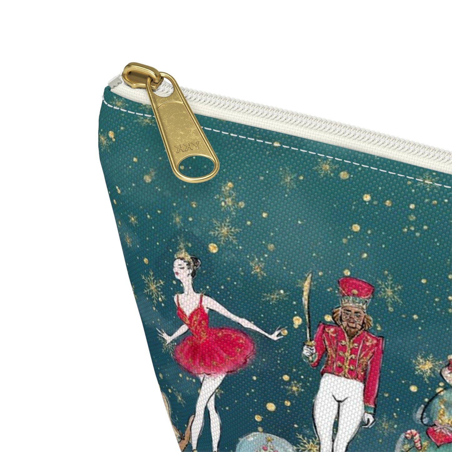 Nutcracker Ballet Cosmetic Pouch w T-bottom, Accessory Pouch - Emerald Green Nutcracker Ballet Makeup Bag