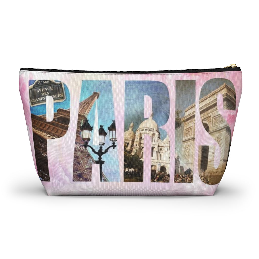 Paris Cosmetic Pouch w T-bottom, Accessory Pouch, Pink