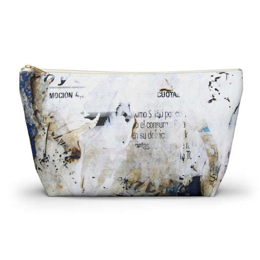 Urban Street Art Cosmetic Pouch w T-bottom, Accessory Pouch - Torn Poster Street Art Makeup Bag - Azule Bag 13