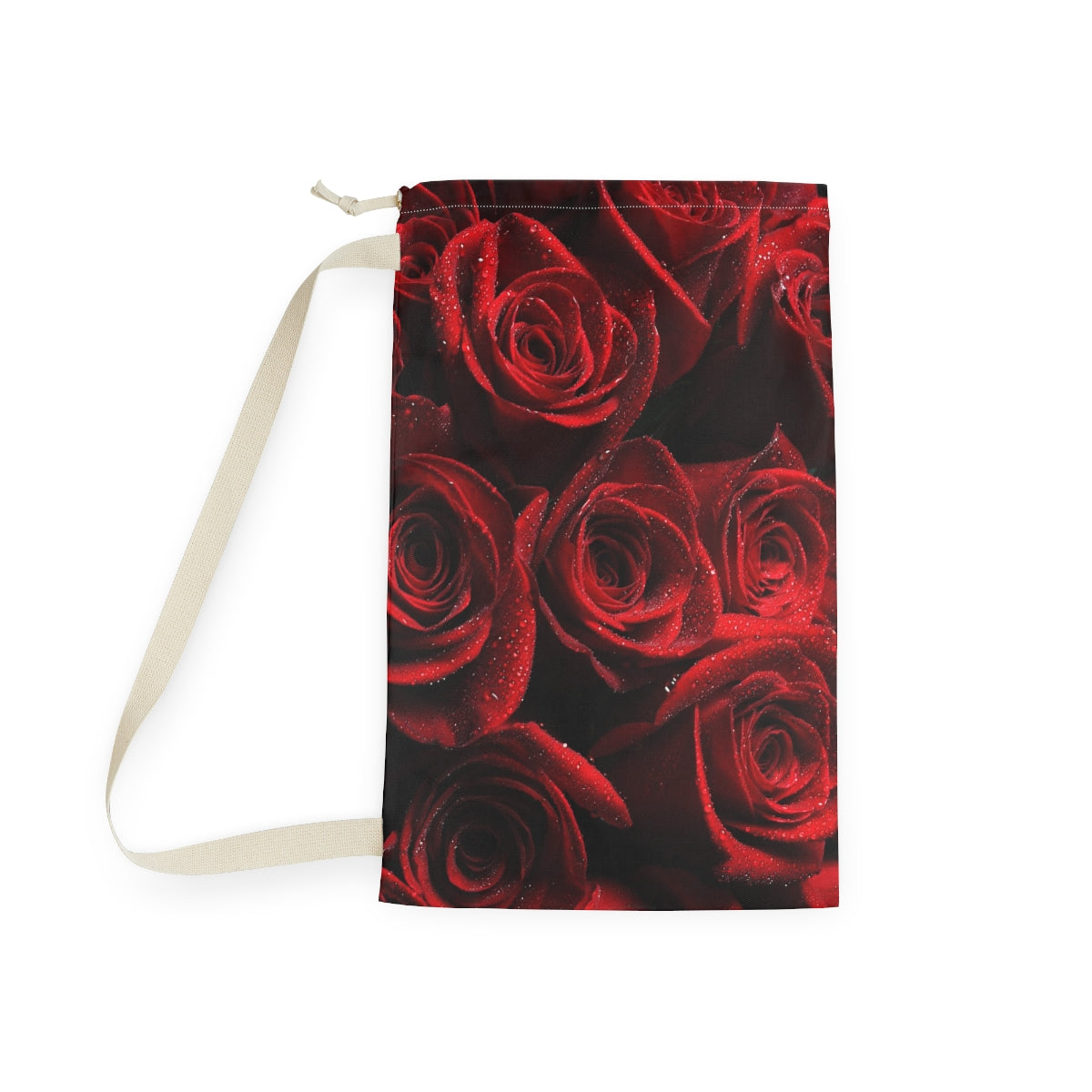 Red Rose Laundry Bag, Laundry Sack, Santa Sack, Dust Bag, Gift Bag - Dew Drops