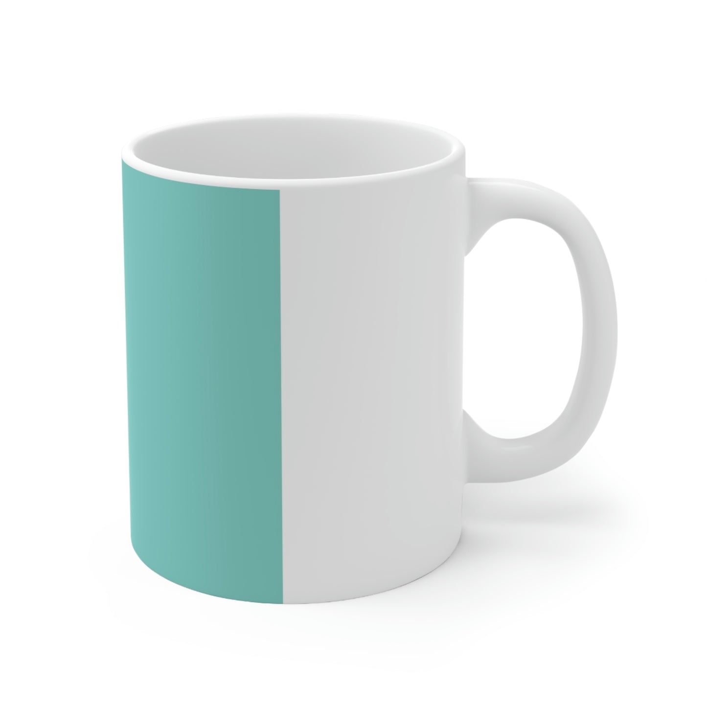 East West Color Block Mug - 11oz White Ceramic Mug - Breakfast at Tiffany Inspired Color Block