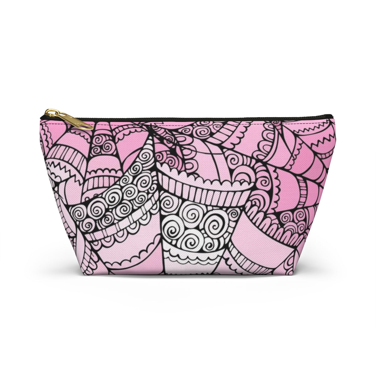 Curly Spiderweb Cosmetic Pouch w T-bottom, Accessory Pouch - Pink Bubblegum Goth Spider Web