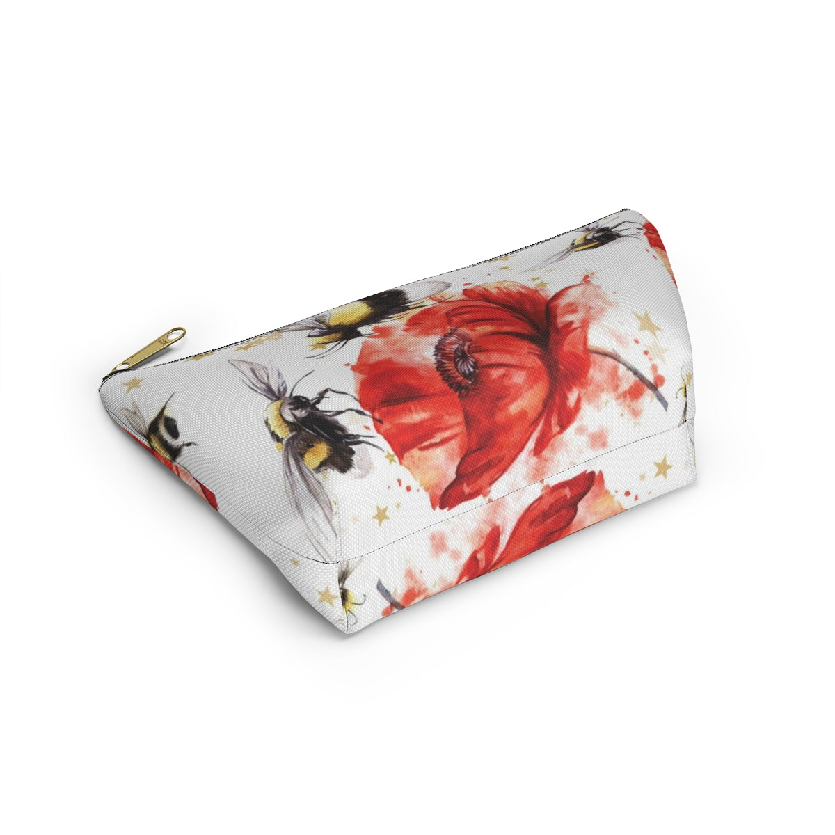 Bumblebee Cosmetic Pouch w T-bottom, Accessory Pouch, Red Poppy