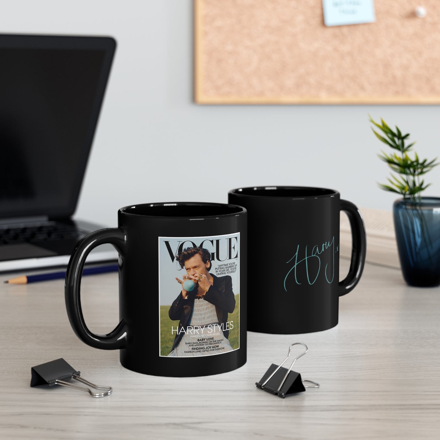 Harry Styles VOGUE Cover Mug - 11oz Black Mug - Harry Styles Autograph