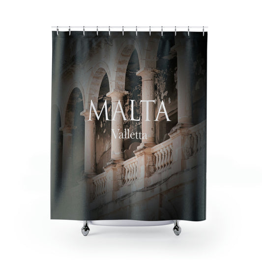 Roman Colosseum Shower Curtain - Valleta, Malta Shower Curtain - Travel and Photography Bathroom Curtain