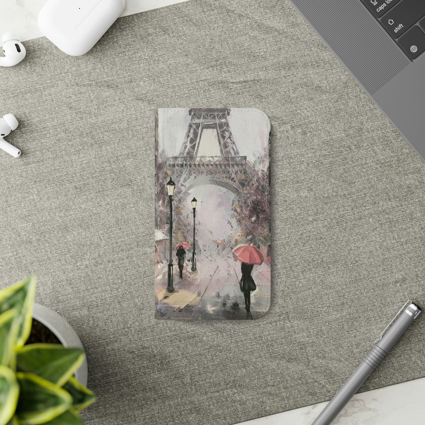 Personalized Eiffel Tower Paris Painting Phone Case, Folio Phone Case, Paris France Smart Phone Folding Case