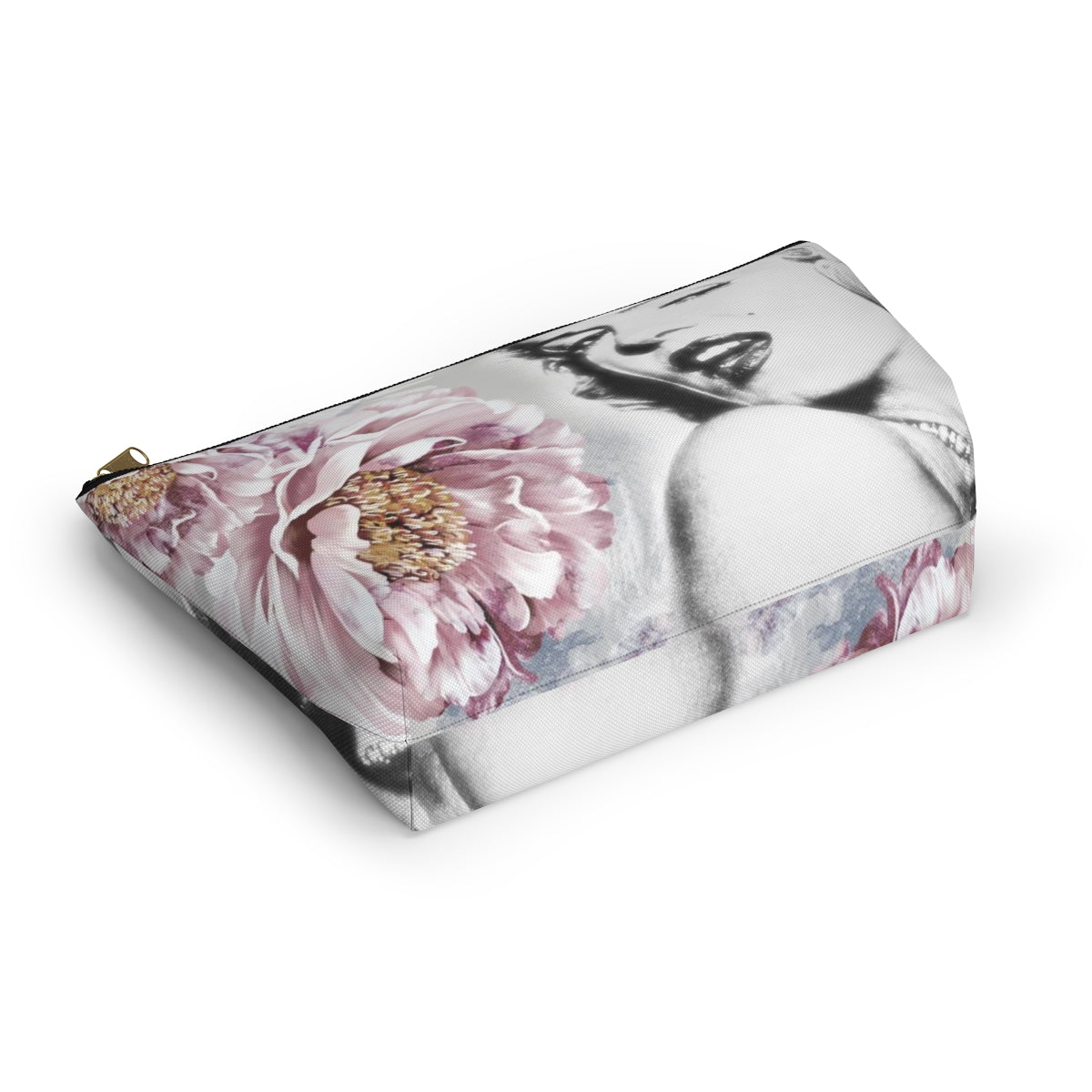 Marilyn Monroe Pouch w T-bottom, Accessory Pouch - Pink Peonies