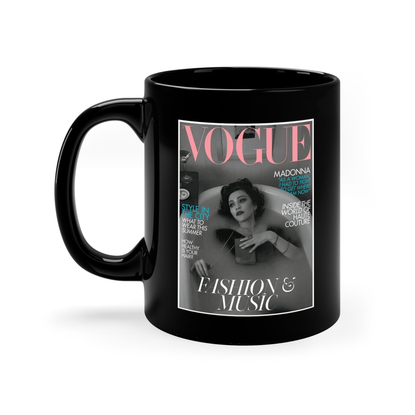 Madonna VOGUE Cover Mug - 11oz Black Mug - Madonna Autograph Mug