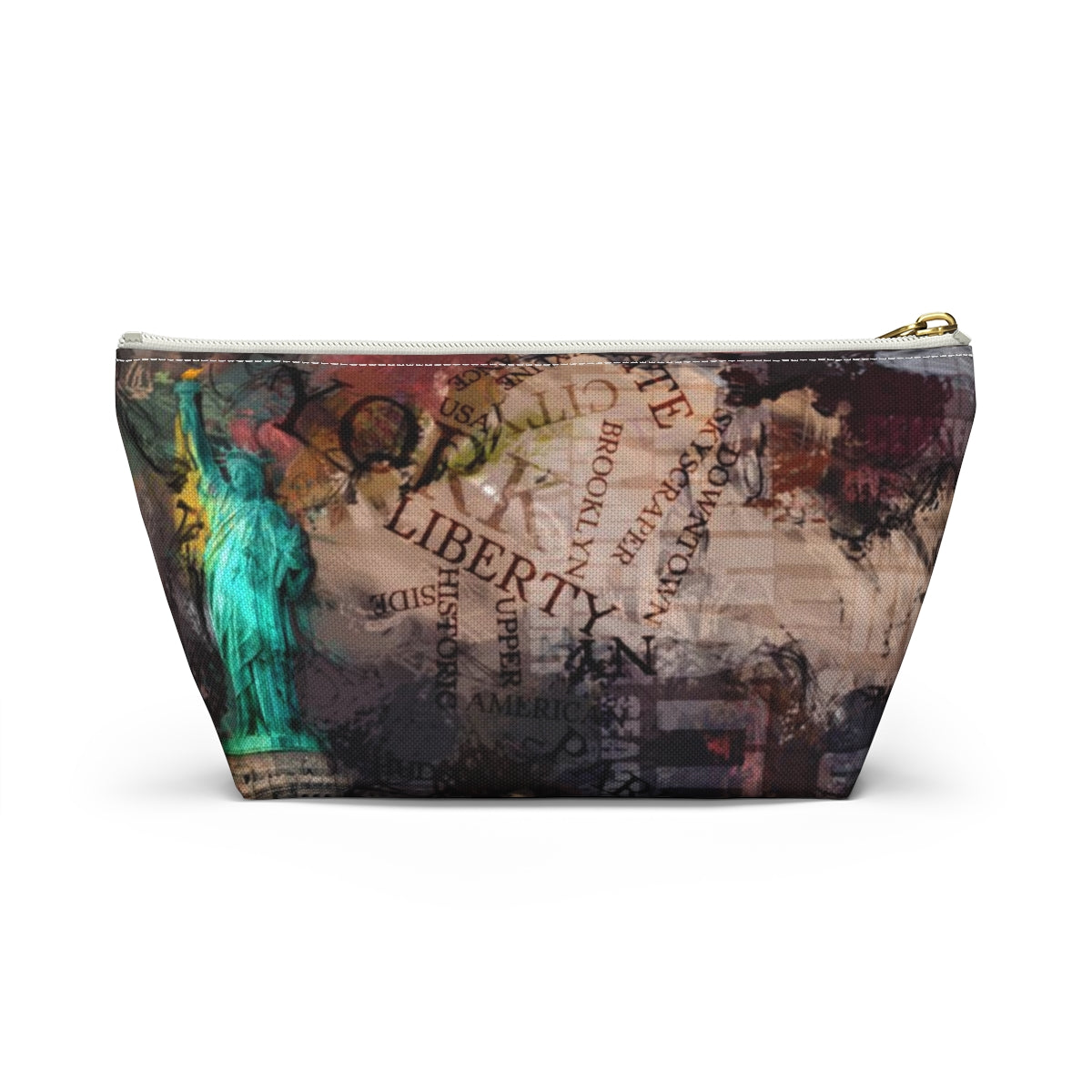 New York City Cosmetic Pouch w T-bottom, Accessory Pouch - NYC Liberty