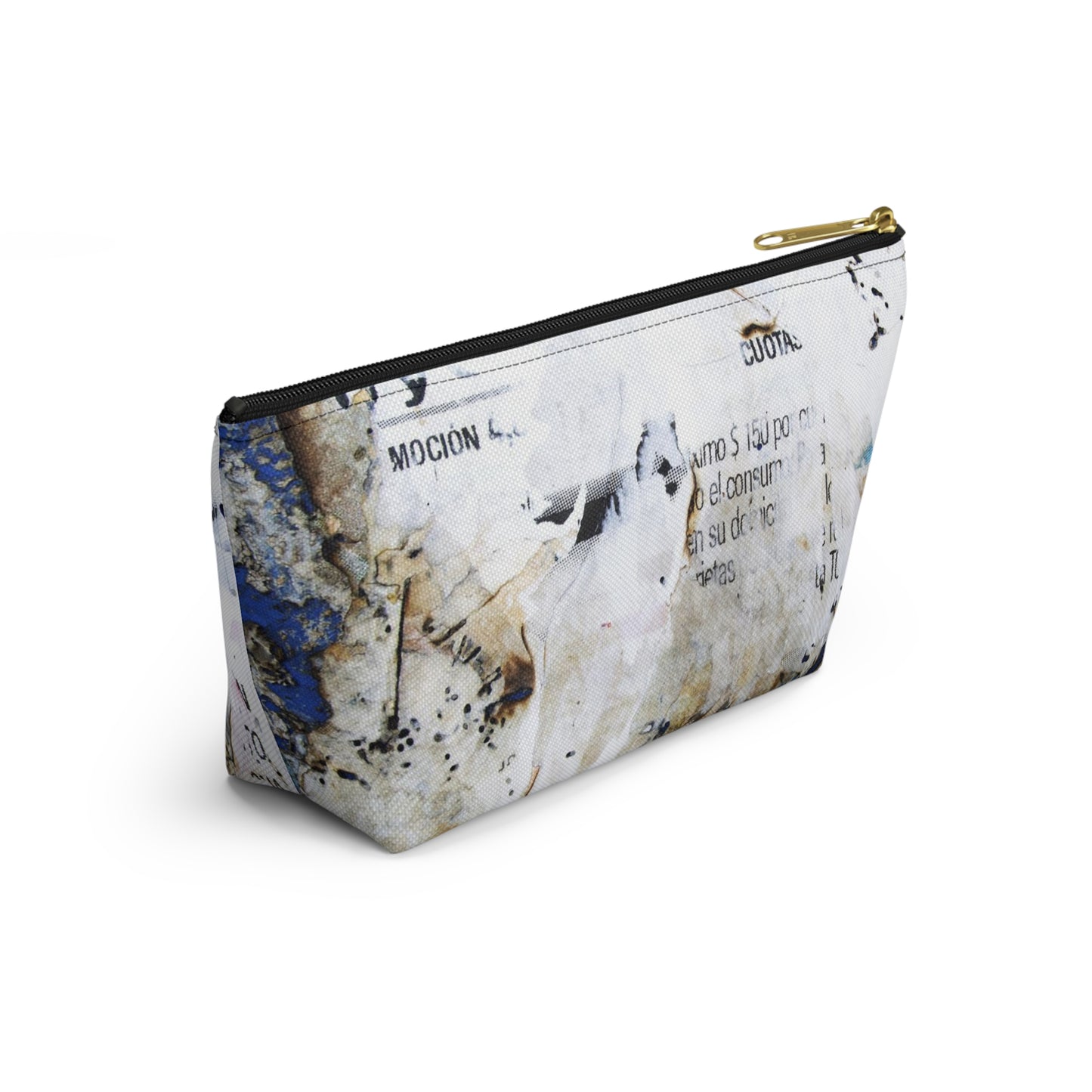 Urban Street Art Cosmetic Pouch w T-bottom, Accessory Pouch - Torn Poster Street Art Makeup Bag - Azule Bag 13