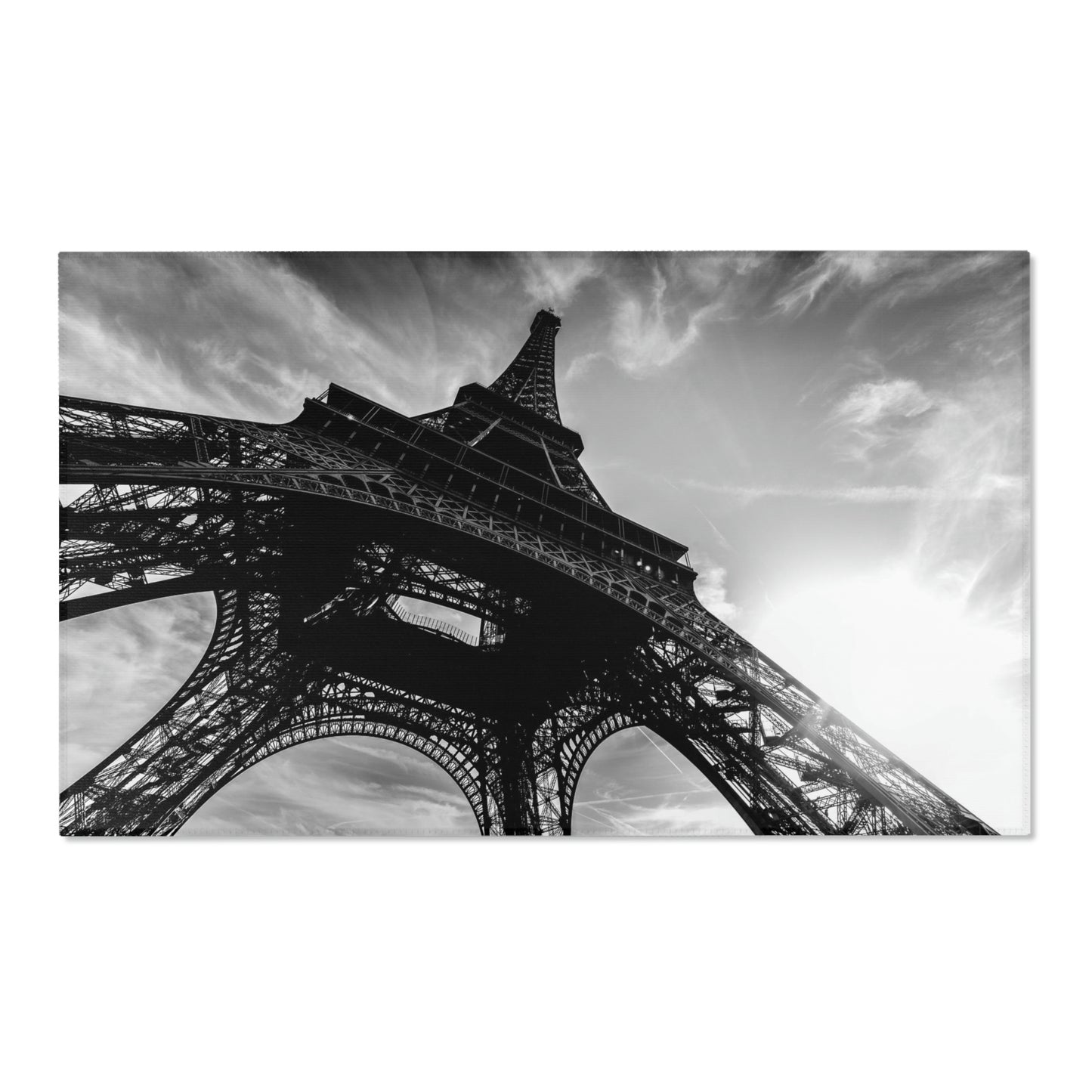 Eiffel Tower Area Rug - Black and White Paris Floor Mat - Custom Designer Area Rug