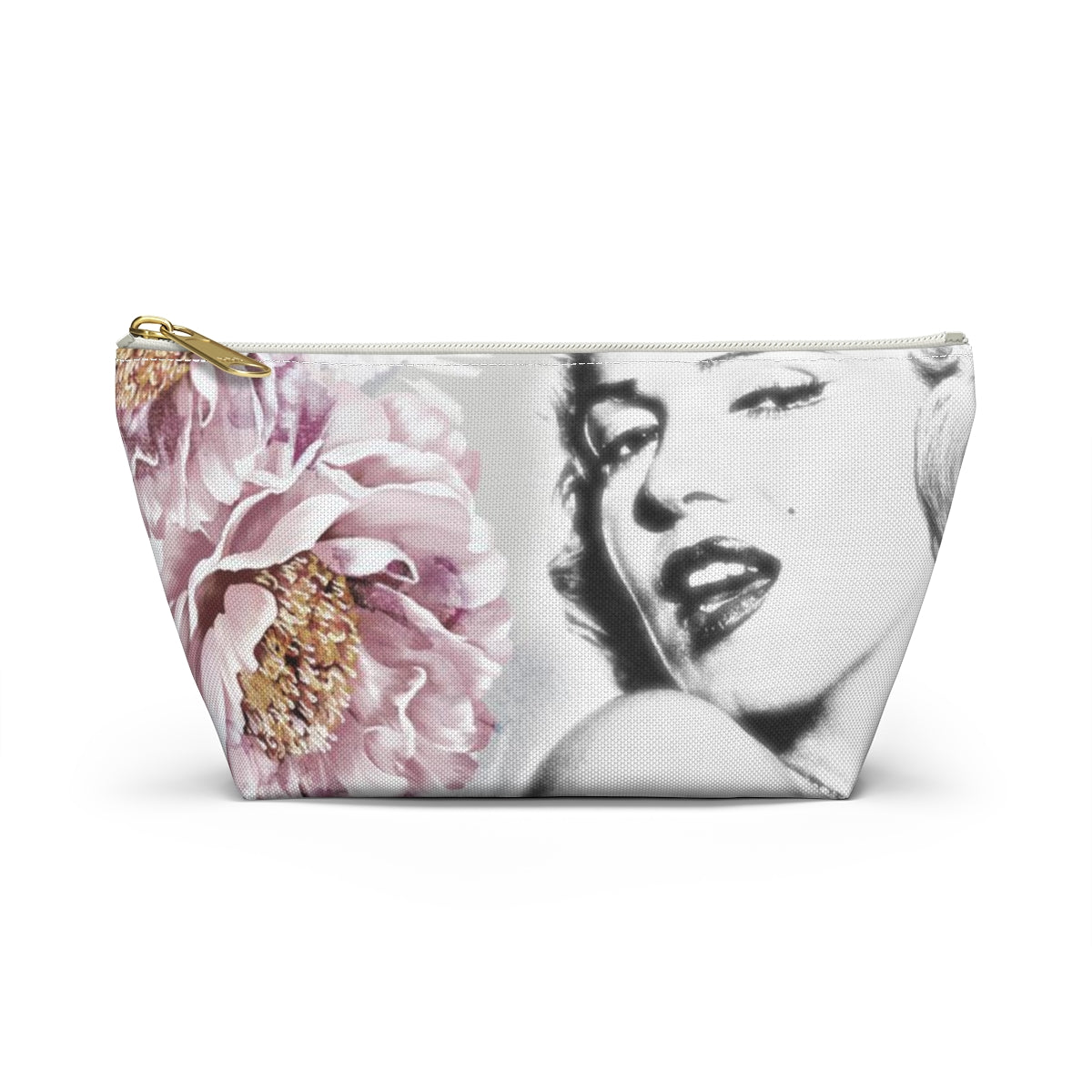 Marilyn Monroe Pouch w T-bottom, Accessory Pouch - Pink Peonies