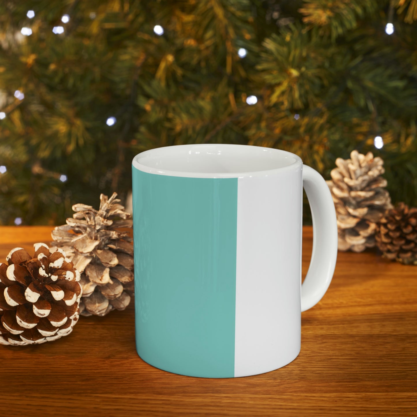 East West Color Block Mug - 11oz White Ceramic Mug - Breakfast at Tiffany Inspired Color Block