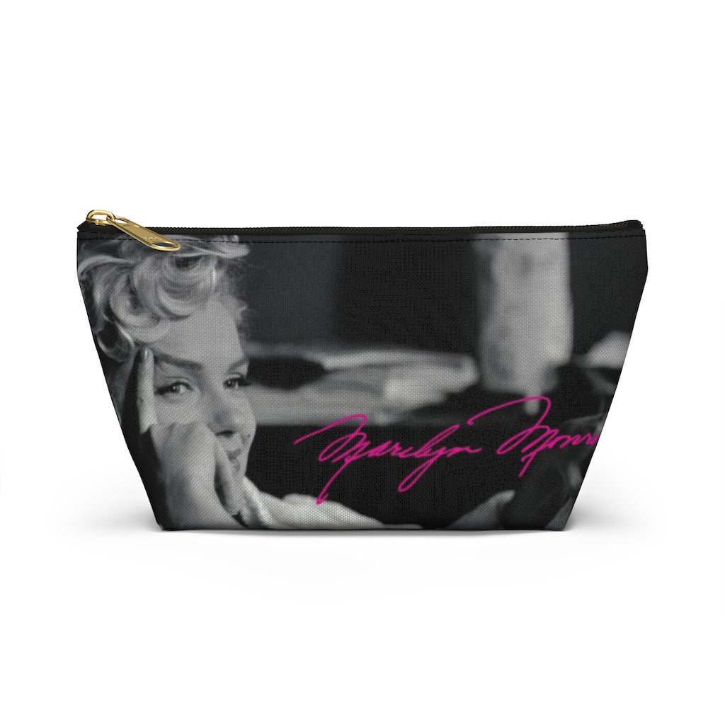 Marilyn Monroe Cosmetic Pouch w T-bottom, Accessory Pouch, Hot Pink Signature