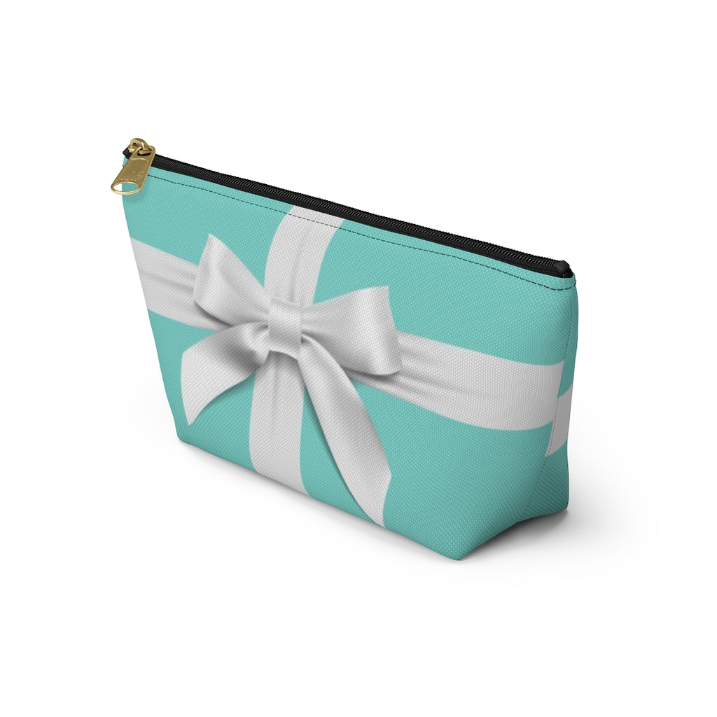 Little Blue Box Cosmetic Pouch w T-bottom, Accessory Pouch