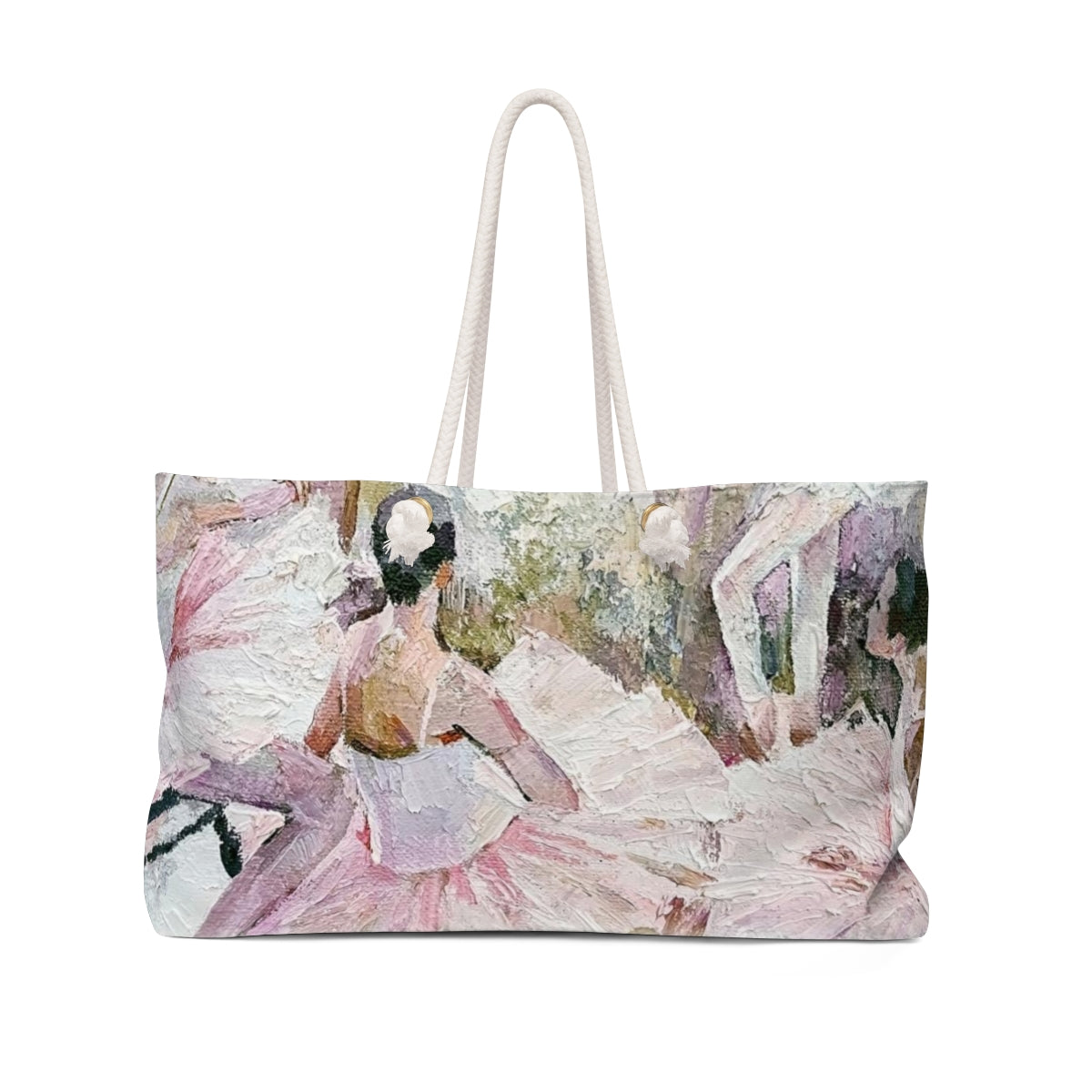 Ballerina Tote Bag - Weekender Bag, Rope Tote, Ballet Oil Painting