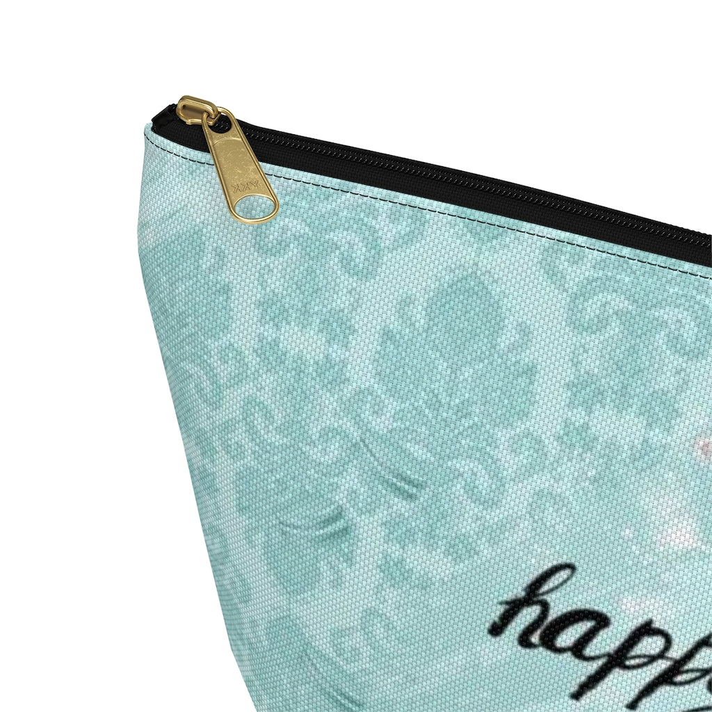 Happy Girls are the Prettiest Cosmetic Pouch w T-bottom, Accessory Pouch, Breakfast at Tiffany