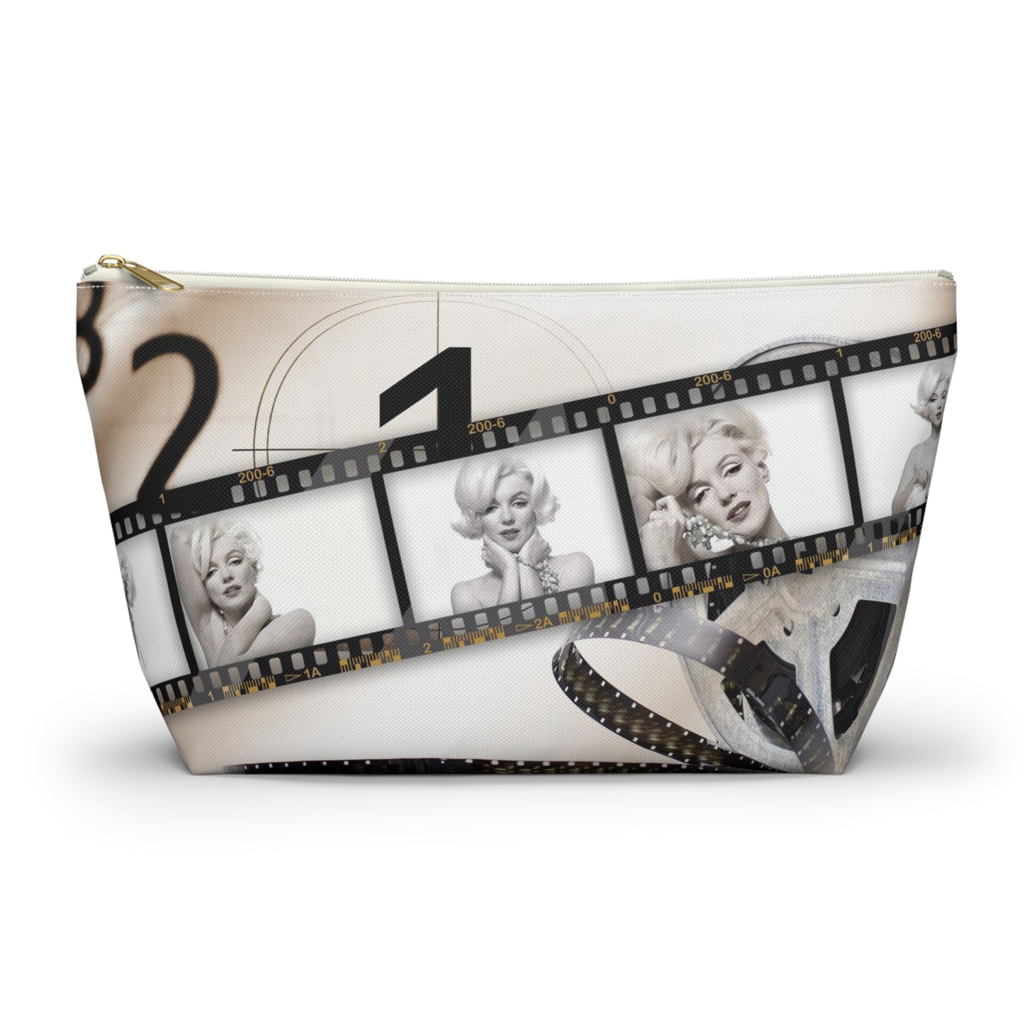 Marilyn Monroe Cosmetic Pouch w T-bottom, Accessory Pouch - Marilyn on Film Makeup Bag