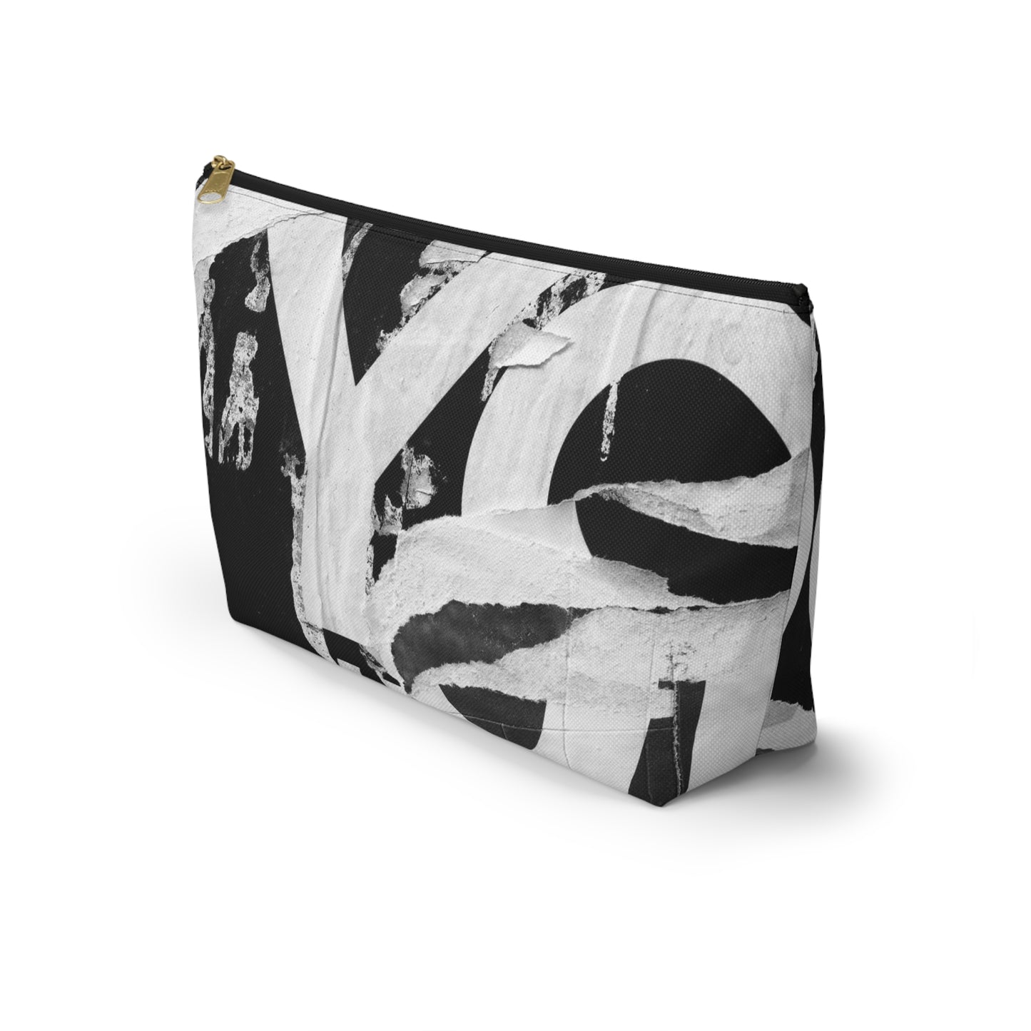 Urban Street Art Cosmetic Pouch w T-bottom, Accessory Pouch - Torn Poster Street Art Makeup Bag - Black and White YO Bag 15