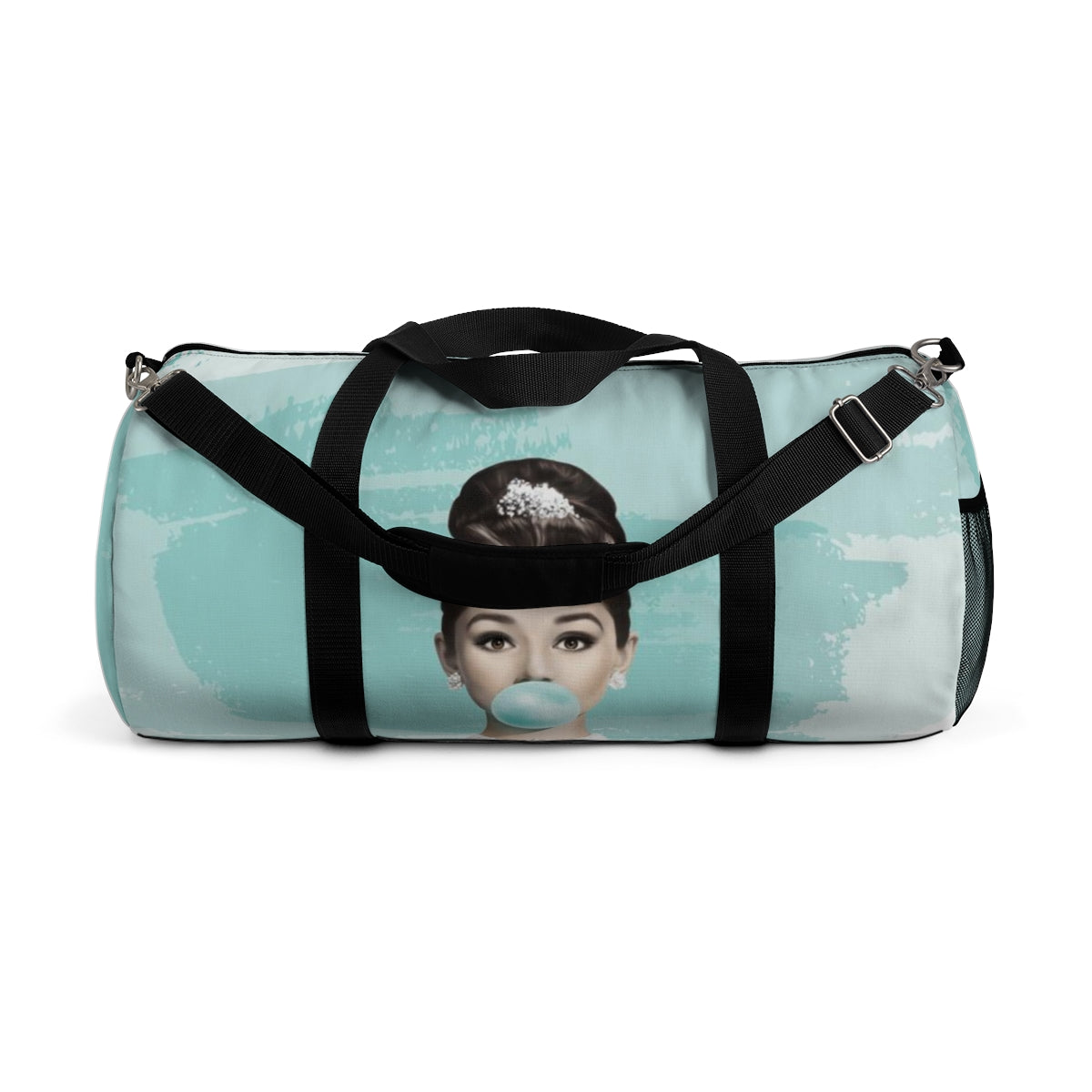 Personalized Audrey Hepburn Duffel Bag - Blue Bubblegum