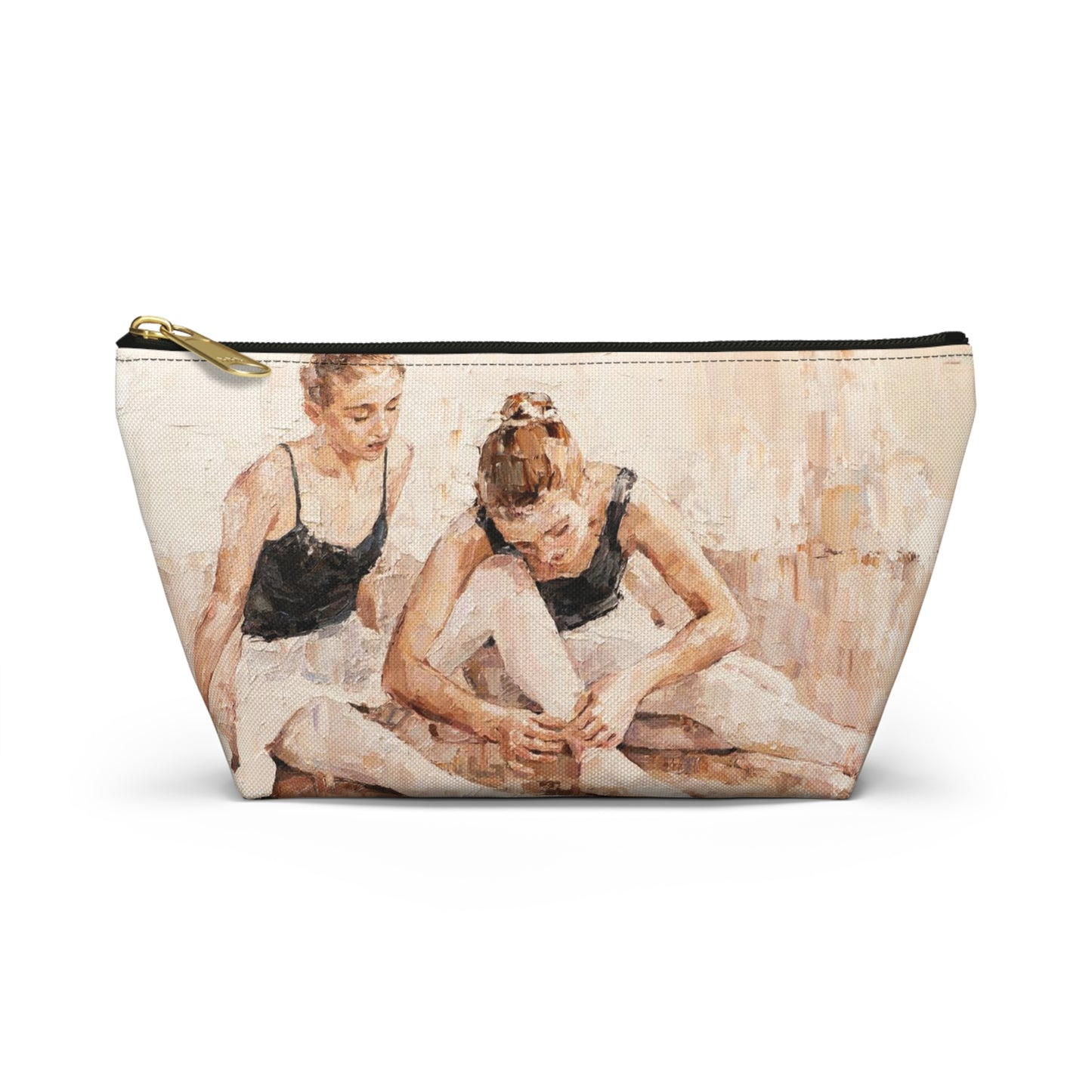 Ballet Cosmetic Pouch w T-bottom, Accessory Pouch - Ballerina Sisters Oil Painting