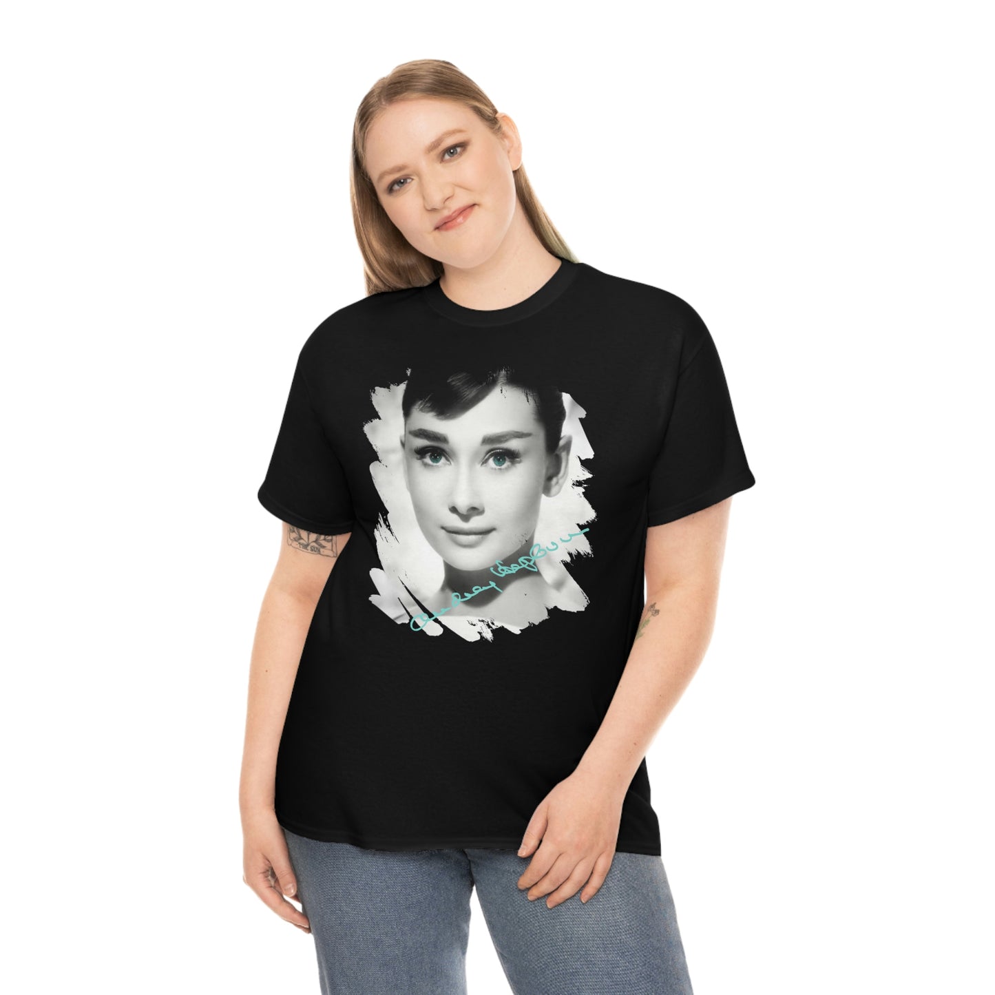 Black Audrey Hepburn Tee Shirt - Blue Eyes