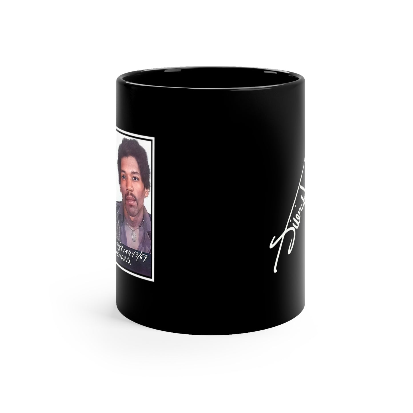 Jimi Hendrix Mugshot Mug -  11oz Black - Jimi Hendrix Autograph Mug