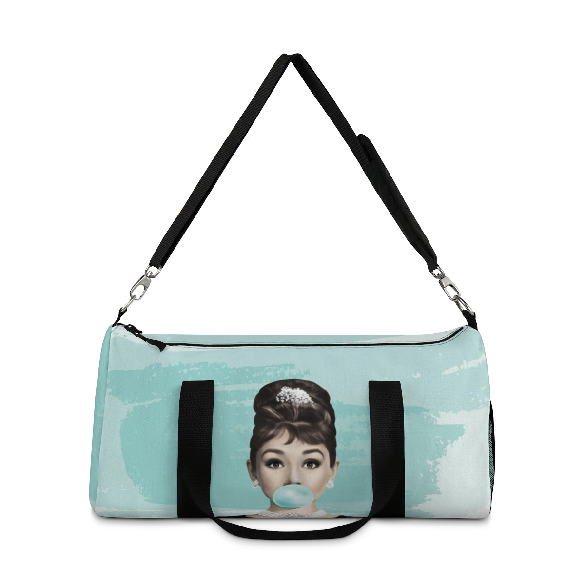 Personalized Audrey Hepburn Duffel Bag - Blue Bubblegum