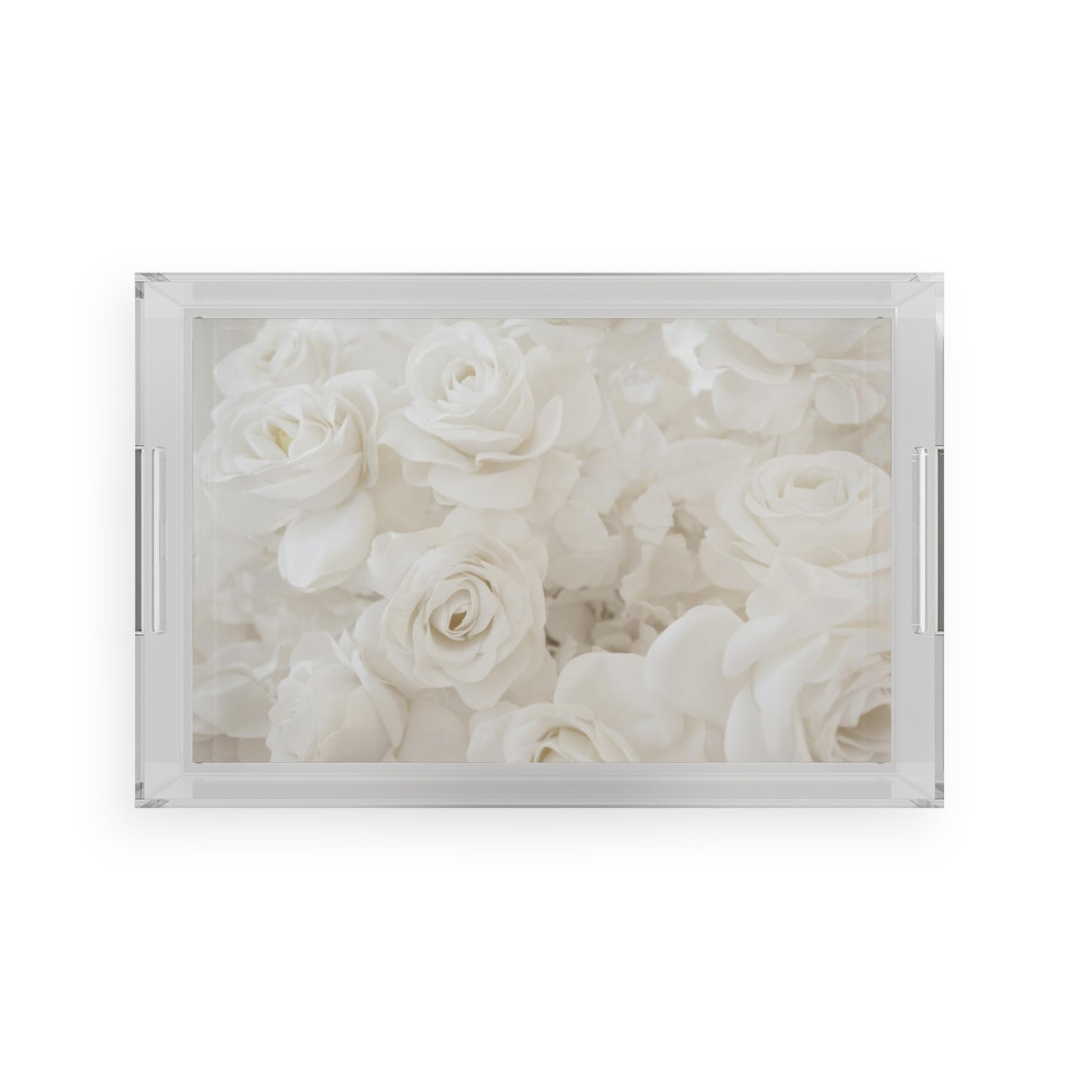 Personalized Cream Rose Acrylic Serving Tray, Leopard Print and Off White Roses