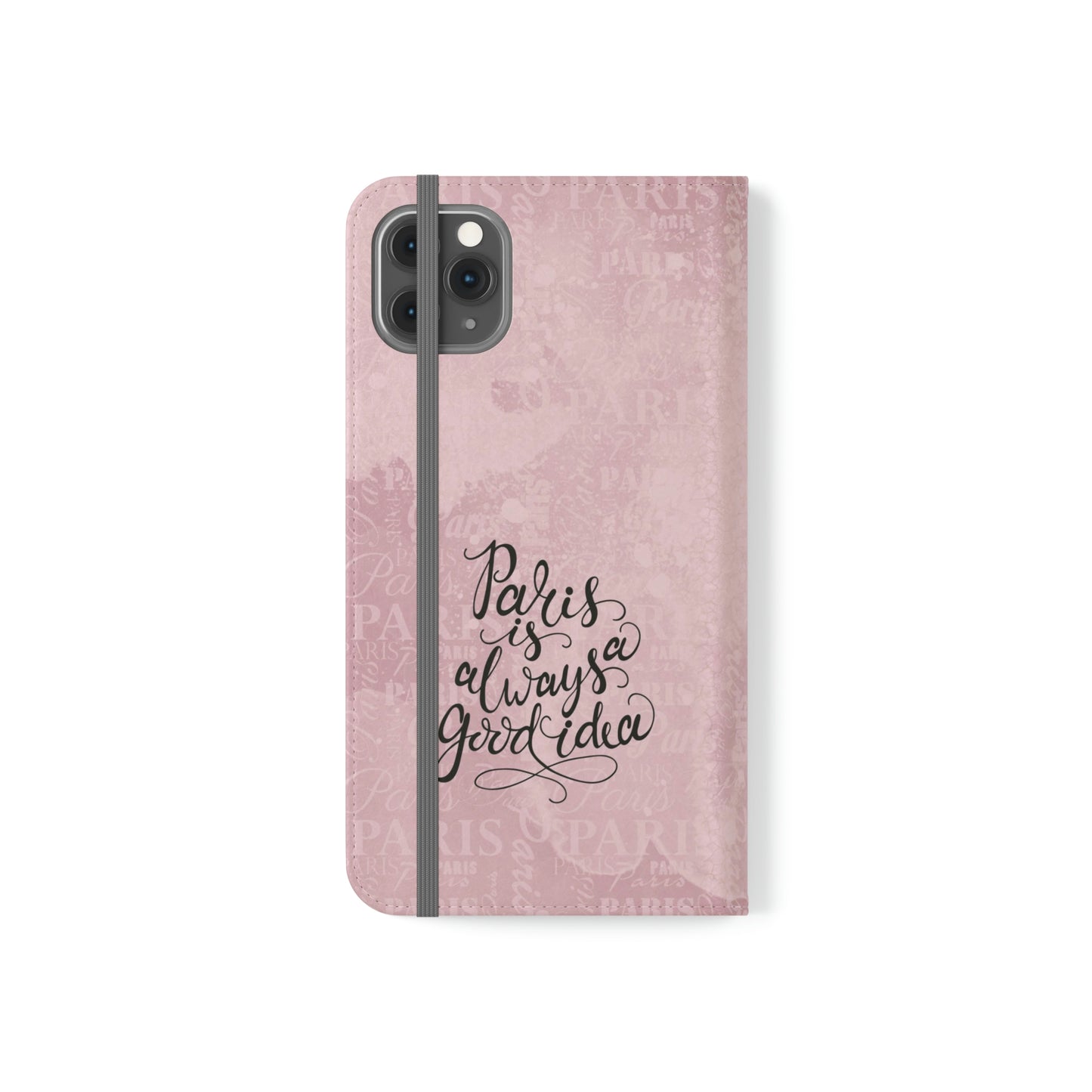 Audrey Hepburn Phone Case, Pink Paris Folio Phone Case, Paris is Always a Good Idea Smart Phone Folding Case