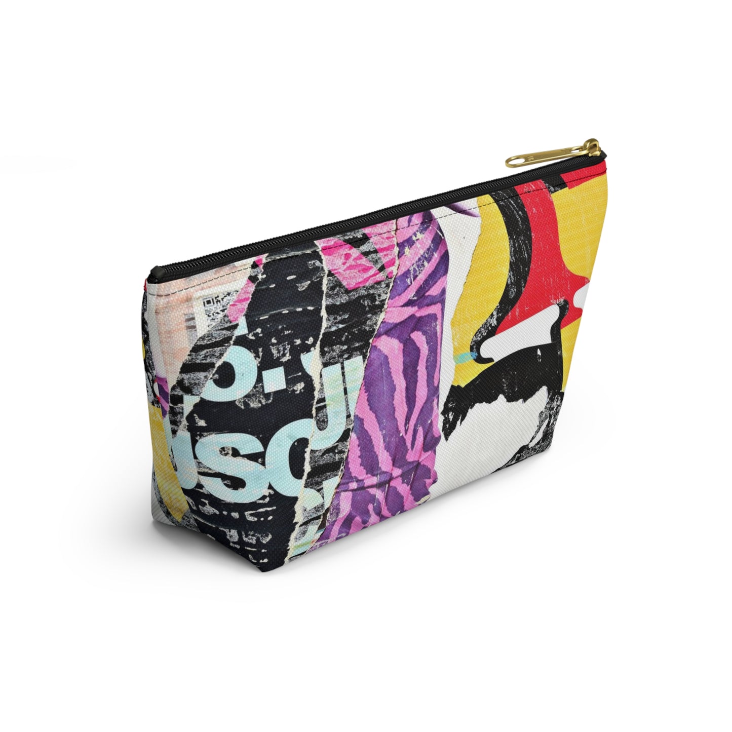 Urban Street Art Cosmetic Pouch w T-bottom, Accessory Pouch - Torn Poster Street Art Makeup Bag - Mixed Media Bag 23